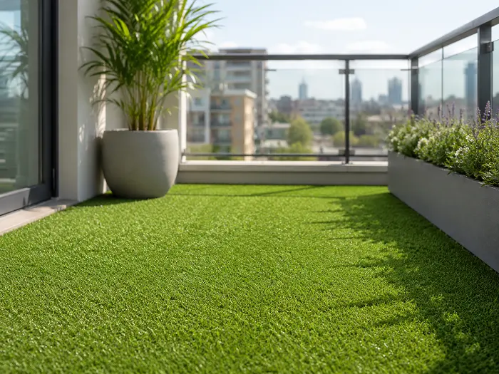 Artificial grass on a balcony