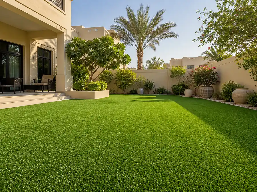 Artificial grass in a Dubai villa garden