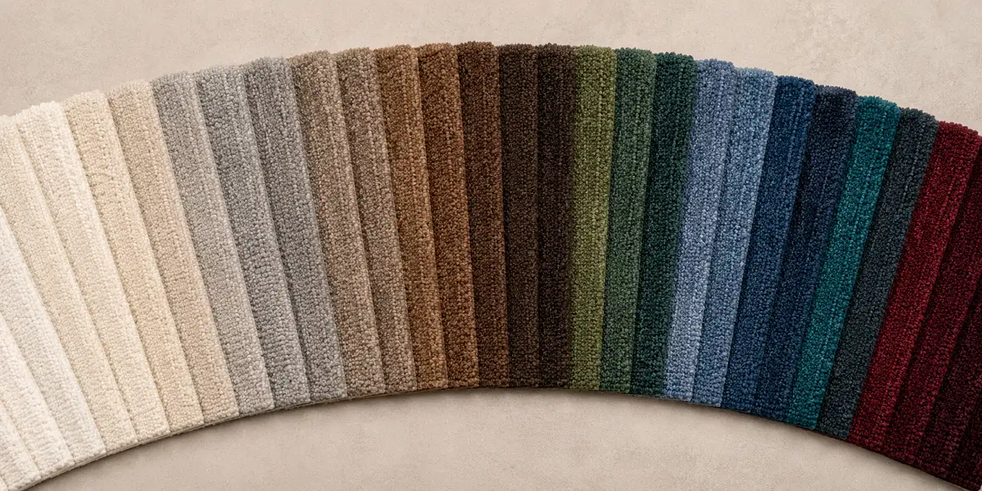 Carpet colour range from neutrals to bold tones