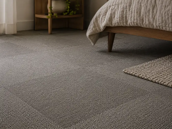 Carpet tiles in a bedroom