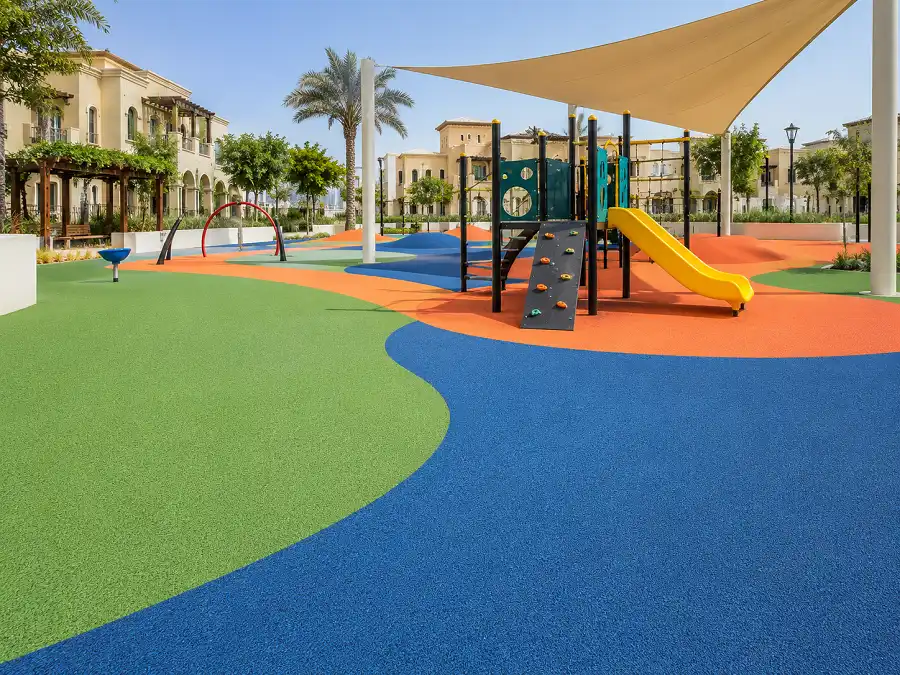 Colourful EPDM wet-pour playground surface in Dubai