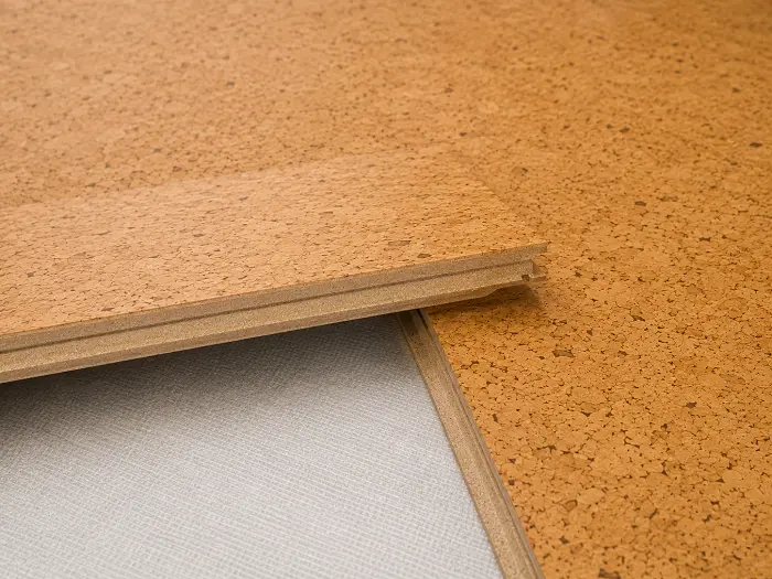 Floating cork plank flooring