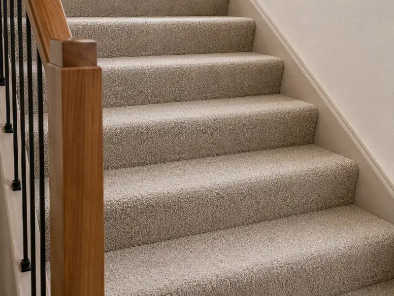 Full wall-to-wall stair carpet