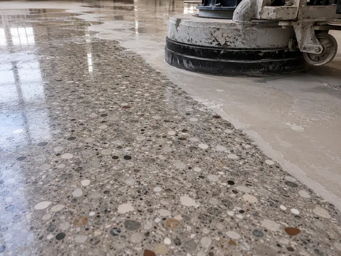 Grinding and polishing a terrazzo floor in Dubai