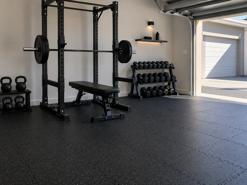 Home gym rubber tile flooring