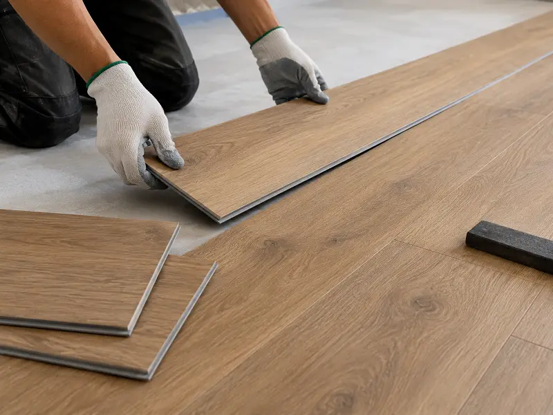 Installer click-fitting WPC vinyl planks in Dubai