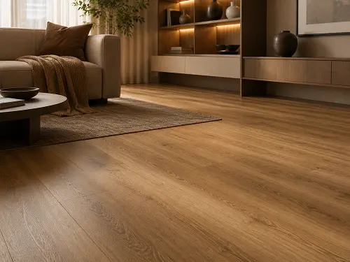 Wood-look LVP flooring in a living room