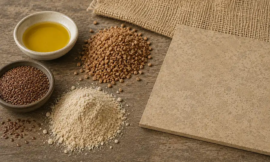 Natural linoleum made from linseed oil and cork