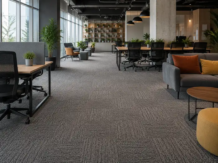 Carpet tiles in a co-working space