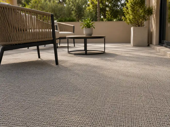 Outdoor patio carpet on a terrace