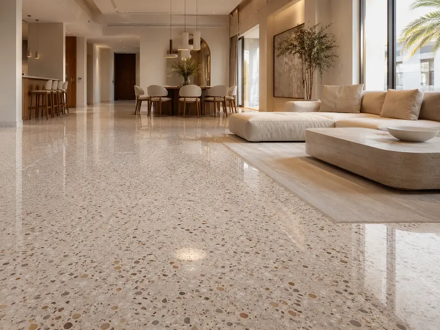 Polished terrazzo floor in a Dubai interior