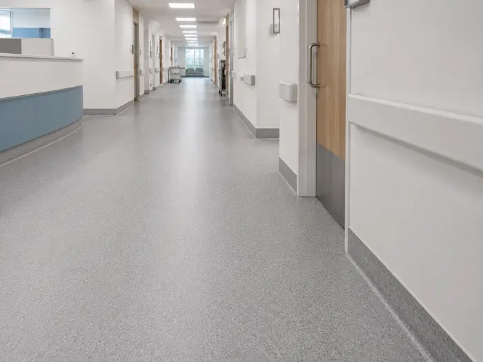 Commercial homogeneous and heterogeneous sheet vinyl flooring