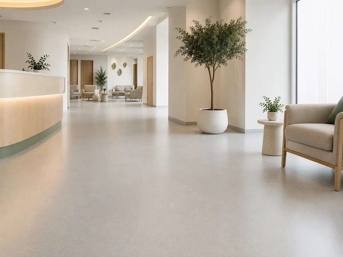 PVC sheet flooring in a clean modern UAE interior