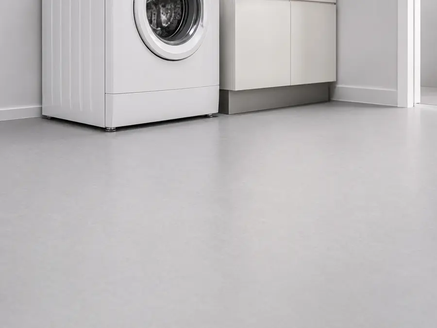 PVC sheet vinyl flooring in an easy-clean utility room