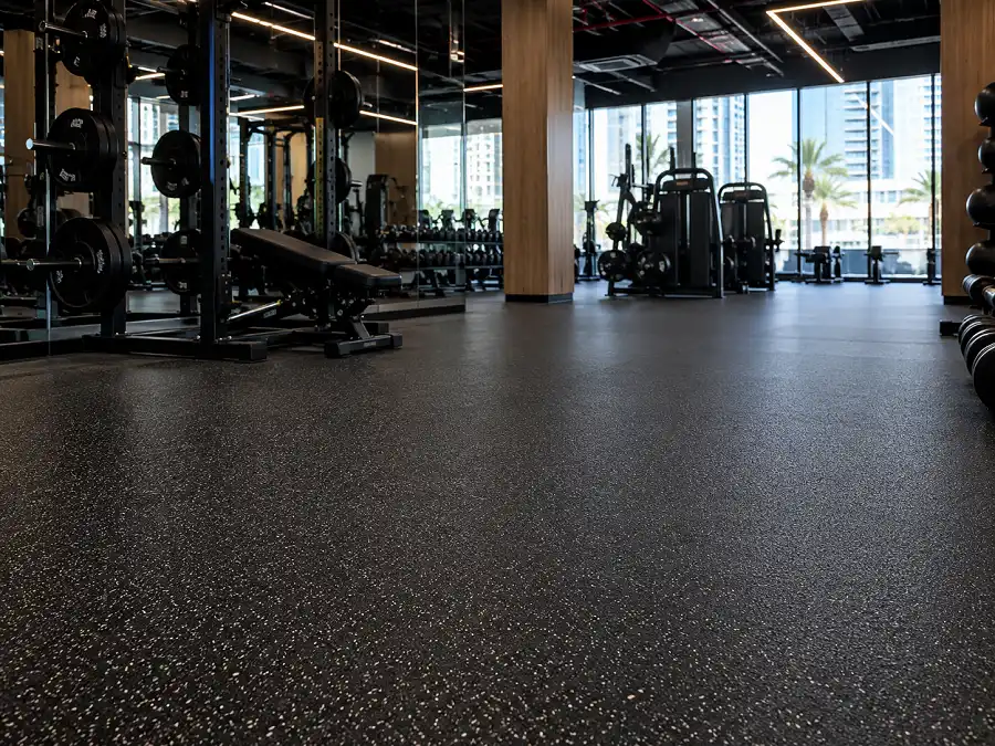Rubber flooring in a Dubai commercial gym