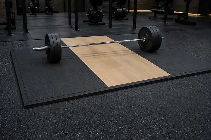 Heavy rubber lifting platform flooring