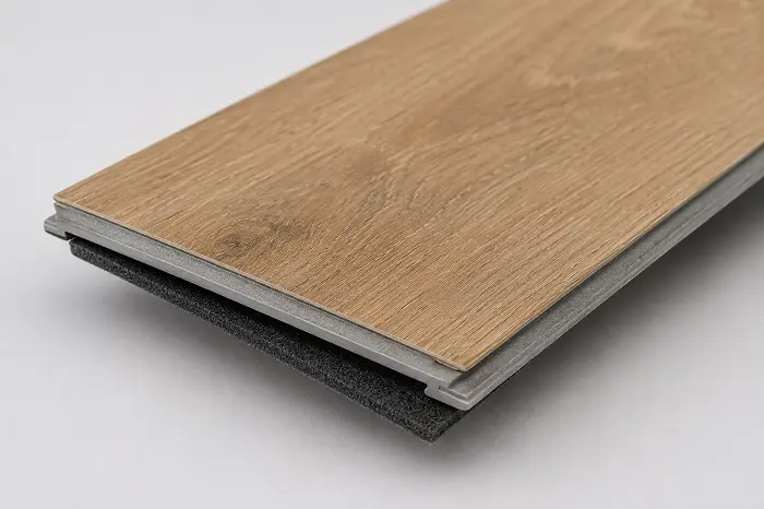 SPC plank with an attached IXPE underlay backing