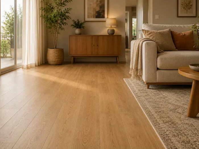 Mid-range 5 to 6mm SPC flooring in a family living room