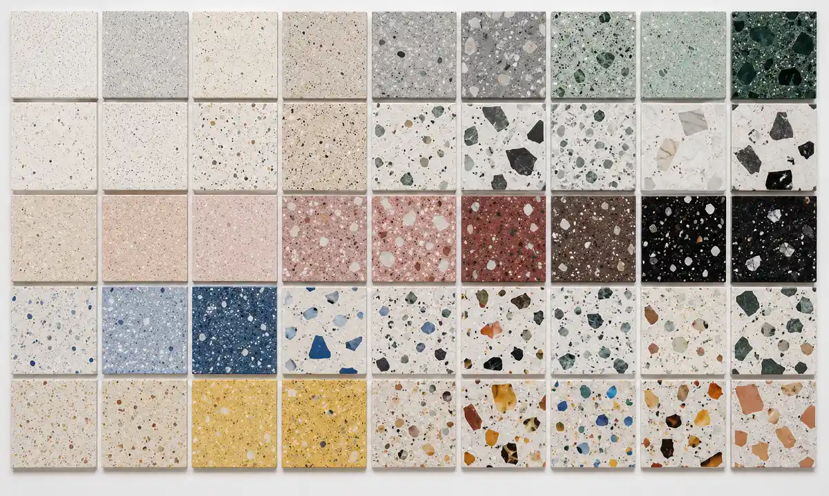 Terrazzo aggregate and colour options