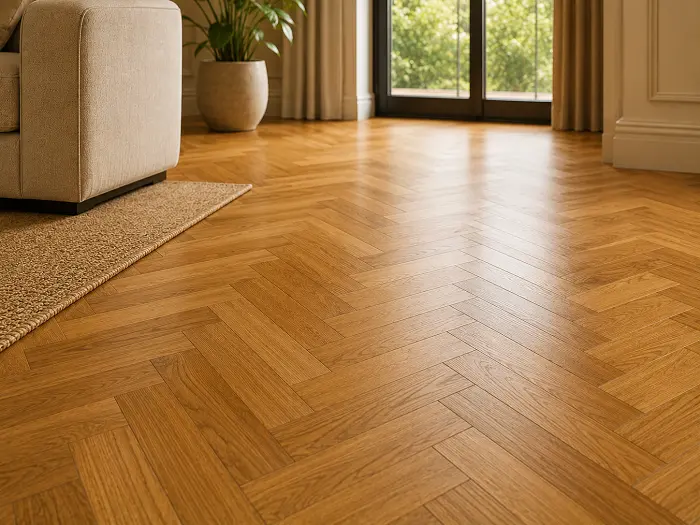 Herringbone parquet wood flooring