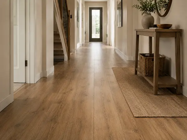 Hard-wearing vinyl flooring in a hallway