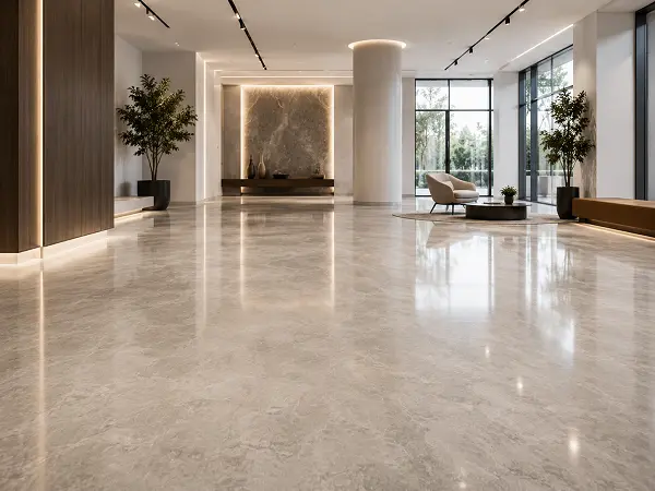 Premium vinyl flooring in a showroom lobby