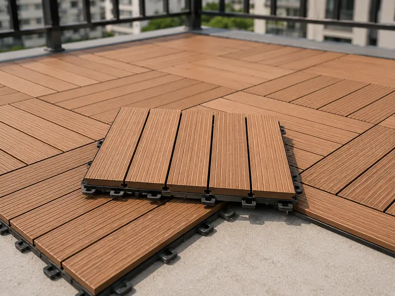 WPC click deck tiles on a Dubai balcony
