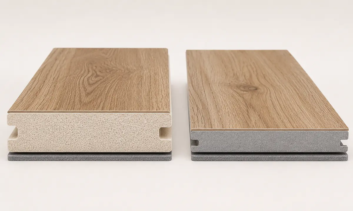 WPC wood-polymer core versus SPC stone-polymer core