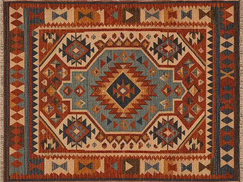 Kilim flat-woven rug