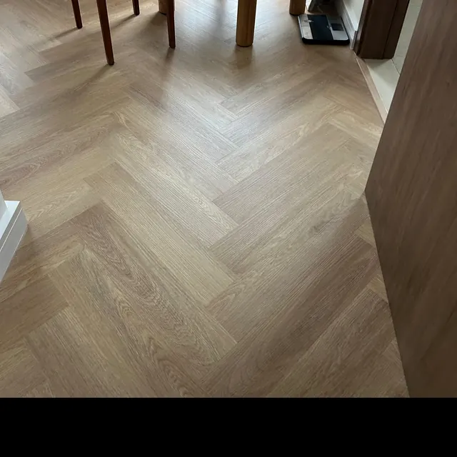 Herringbone LVT flooring in a villa sitting area at The Springs, Dubai