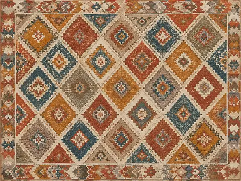 Multicolour patterned area rug