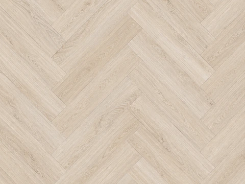 SPC herringbone flooring in a light oak tone, shown flat