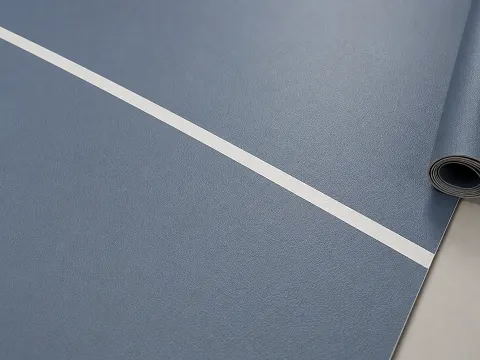 Sports vinyl sheet flooring with a fine textured playing surface